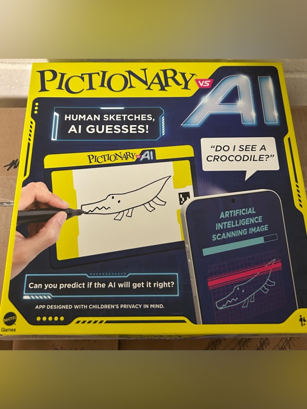 New Mattel Pictionary vs. AI Board Game, Human Sketches, AI Guesses Ages 8+